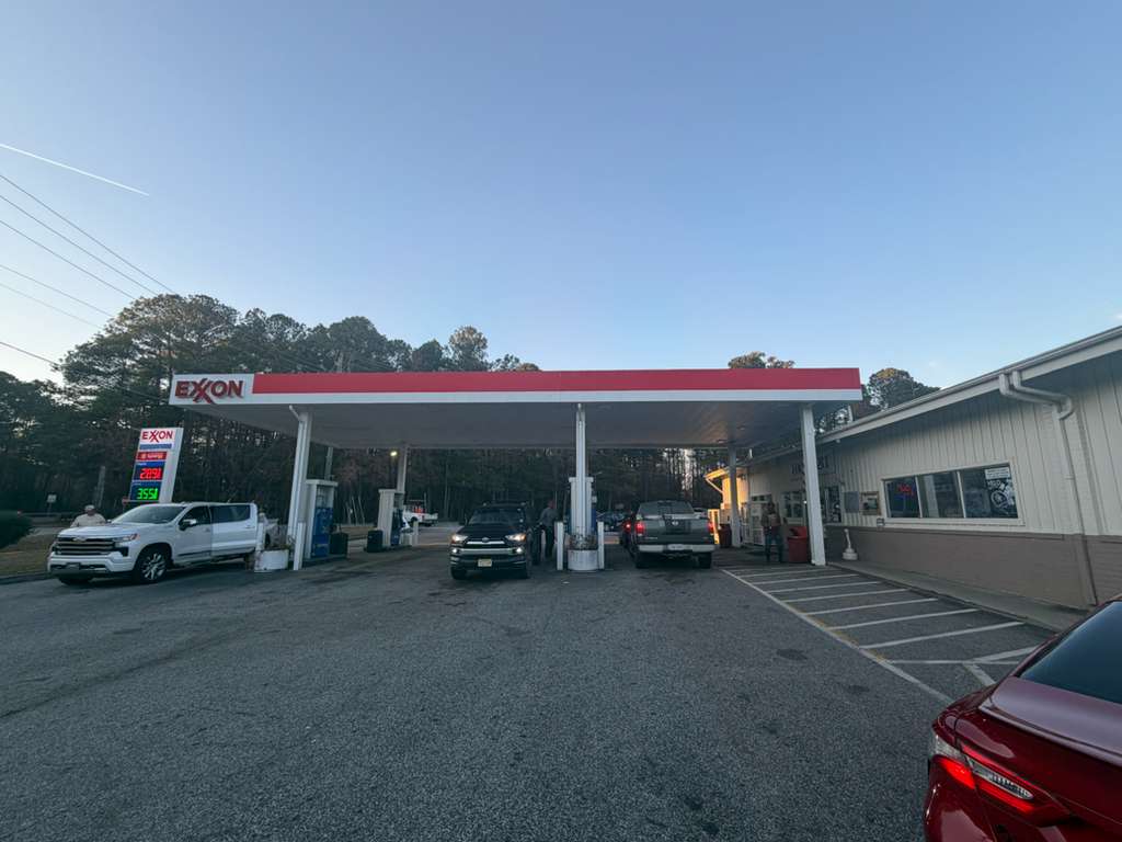 Entrance and signage for the truck stop